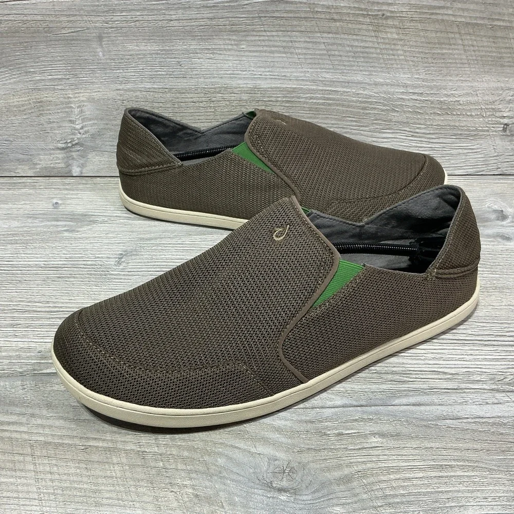 Olukai Nohea Mesh Slip Ons Mustang Lime Peel Comfort Fit Mens Size 14 1018813AP